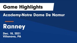 Academy-Notre Dame De Namur  vs Ranney  Game Highlights - Dec. 18, 2021