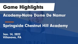 Academy-Notre Dame De Namur  vs Springside Chestnut Hill Academy  Game Highlights - Jan. 14, 2022