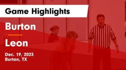 Burton  vs Leon  Game Highlights - Dec. 19, 2023