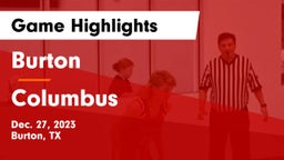 Burton  vs Columbus  Game Highlights - Dec. 27, 2023