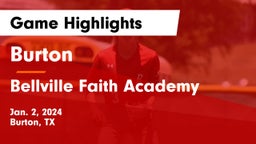 Burton  vs Bellville Faith Academy Game Highlights - Jan. 2, 2024