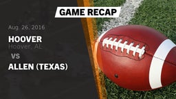 Highlight of Recap: Hoover  vs. Allen  (Texas) 2016