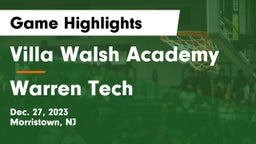 Villa Walsh Academy  vs Warren Tech Game Highlights - Dec. 27, 2023