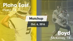 Matchup: Plano East High vs. Boyd  2016
