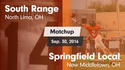 Matchup: South Range vs. Springfield Local  2016