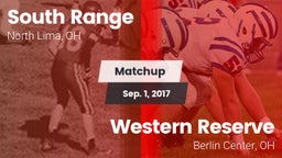 Matchup: South Range vs. Western Reserve  2017