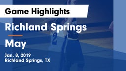 Richland Springs  vs May  Game Highlights - Jan. 8, 2019