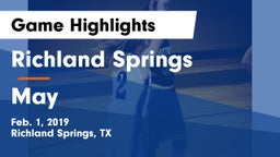 Richland Springs  vs May  Game Highlights - Feb. 1, 2019