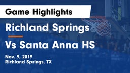 Richland Springs  vs Vs Santa Anna HS Game Highlights - Nov. 9, 2019