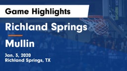 Richland Springs  vs Mullin  Game Highlights - Jan. 3, 2020