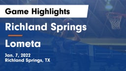 Richland Springs  vs Lometa Game Highlights - Jan. 7, 2022