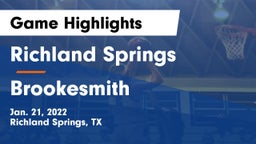 Richland Springs  vs Brookesmith Game Highlights - Jan. 21, 2022