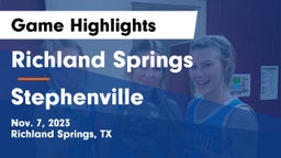 Richland Springs  vs Stephenville  Game Highlights - Nov. 7, 2023