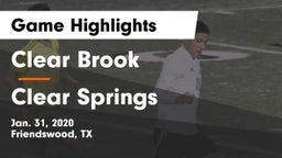 Clear Brook  vs Clear Springs  Game Highlights - Jan. 31, 2020