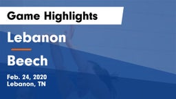 Lebanon  vs Beech  Game Highlights - Feb. 24, 2020