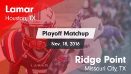 Matchup: Lamar  vs. Ridge Point  2016