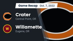 Recap: Crater  vs. Willamette  2022