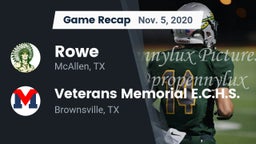 Recap: Rowe  vs. Veterans Memorial E.C.H.S. 2020