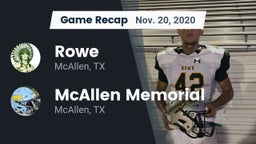 Recap: Rowe  vs. McAllen Memorial  2020