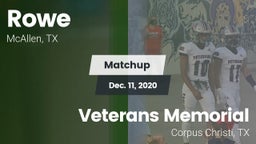 Matchup: Rowe  vs. Veterans Memorial  2020