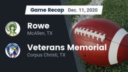 Recap: Rowe  vs. Veterans Memorial  2020