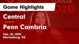Central  vs Penn Cambria  Game Highlights - Feb. 20, 2020