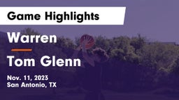 Warren  vs Tom Glenn  Game Highlights - Nov. 11, 2023