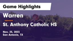 Warren  vs St. Anthony Catholic HS Game Highlights - Nov. 25, 2023