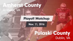 Matchup: Amherst County High vs. Pulaski County  2016