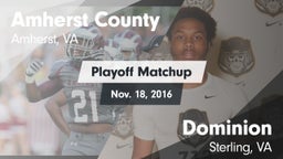 Matchup: Amherst County High vs. Dominion  2016