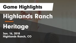Highlands Ranch  vs Heritage  Game Highlights - Jan. 16, 2018