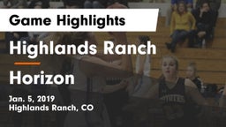 Highlands Ranch  vs Horizon  Game Highlights - Jan. 5, 2019