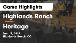 Highlands Ranch  vs Heritage  Game Highlights - Jan. 17, 2019