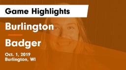 Burlington  vs Badger  Game Highlights - Oct. 1, 2019