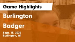 Burlington  vs Badger  Game Highlights - Sept. 15, 2020