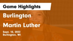 Burlington  vs Martin Luther  Game Highlights - Sept. 10, 2022