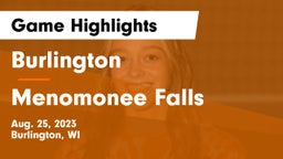 Burlington  vs Menomonee Falls  Game Highlights - Aug. 25, 2023