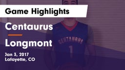 Centaurus  vs Longmont  Game Highlights - Jan 3, 2017