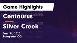 Centaurus  vs Silver Creek  Game Highlights - Jan. 31, 2020