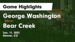 George Washington  vs Bear Creek Game Highlights - Jan. 11, 2022