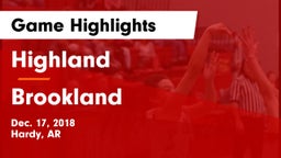 Highland  vs Brookland  Game Highlights - Dec. 17, 2018