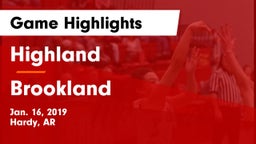Highland  vs Brookland  Game Highlights - Jan. 16, 2019
