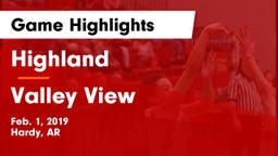 Highland  vs Valley View  Game Highlights - Feb. 1, 2019