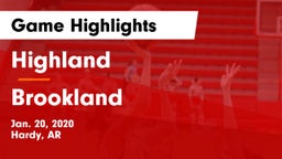 Highland  vs Brookland  Game Highlights - Jan. 20, 2020