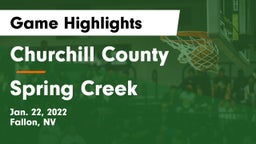 Churchill County  vs Spring Creek  Game Highlights - Jan. 22, 2022