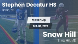 Matchup: Stephen Decatur HS vs. Snow Hill  2020