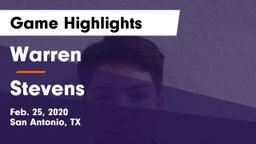 Warren  vs Stevens  Game Highlights - Feb. 25, 2020