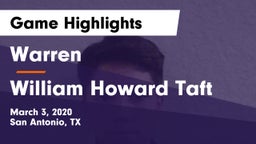 Warren  vs William Howard Taft  Game Highlights - March 3, 2020