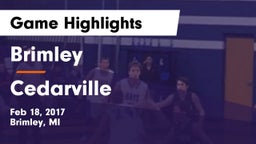 Brimley  vs Cedarville  Game Highlights - Feb 18, 2017