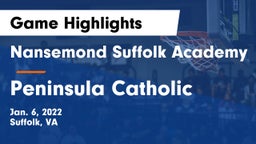 Nansemond Suffolk Academy vs Peninsula Catholic  Game Highlights - Jan. 6, 2022